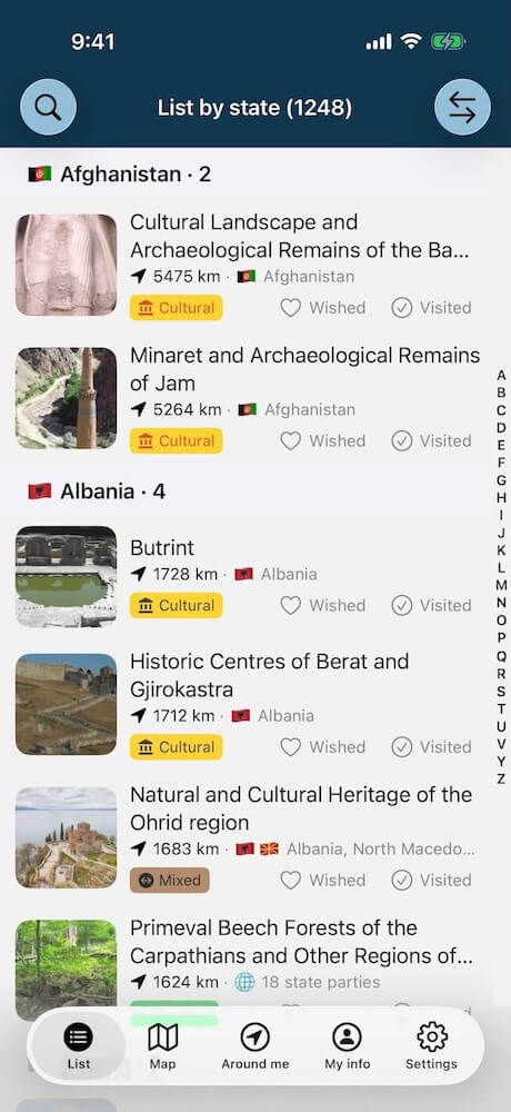 World Heritage - Liste
